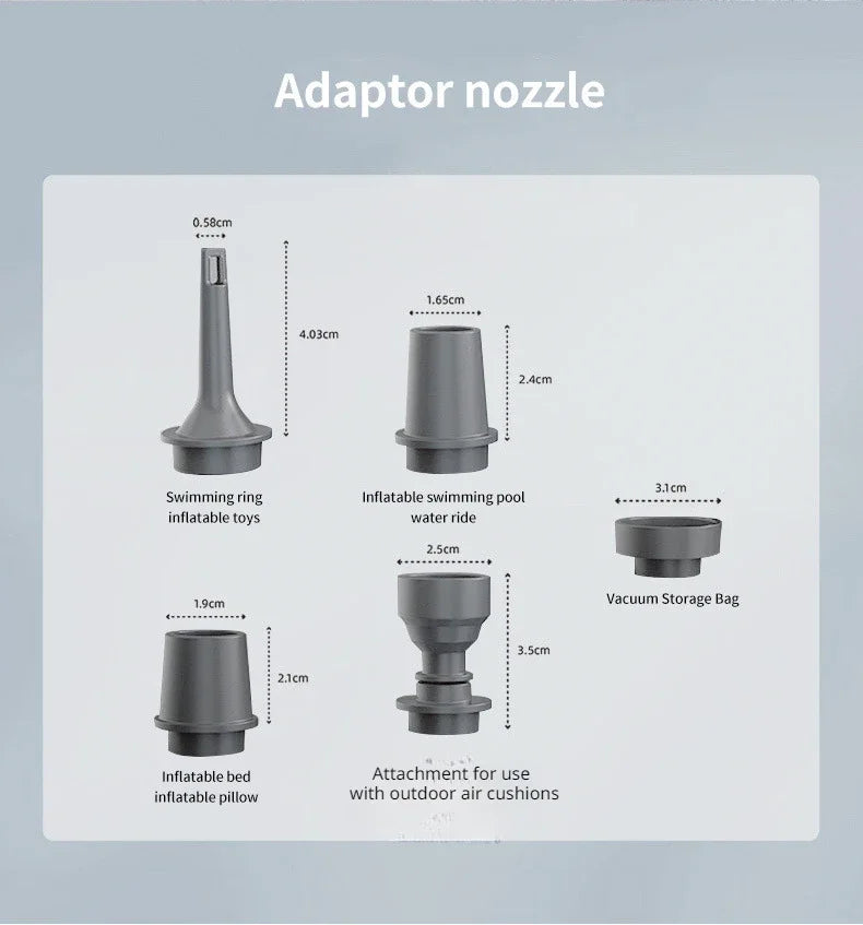 Lacozo™️ Mini Wireless Air Pump with LED Lights & 5 Nozzles for Inflatables