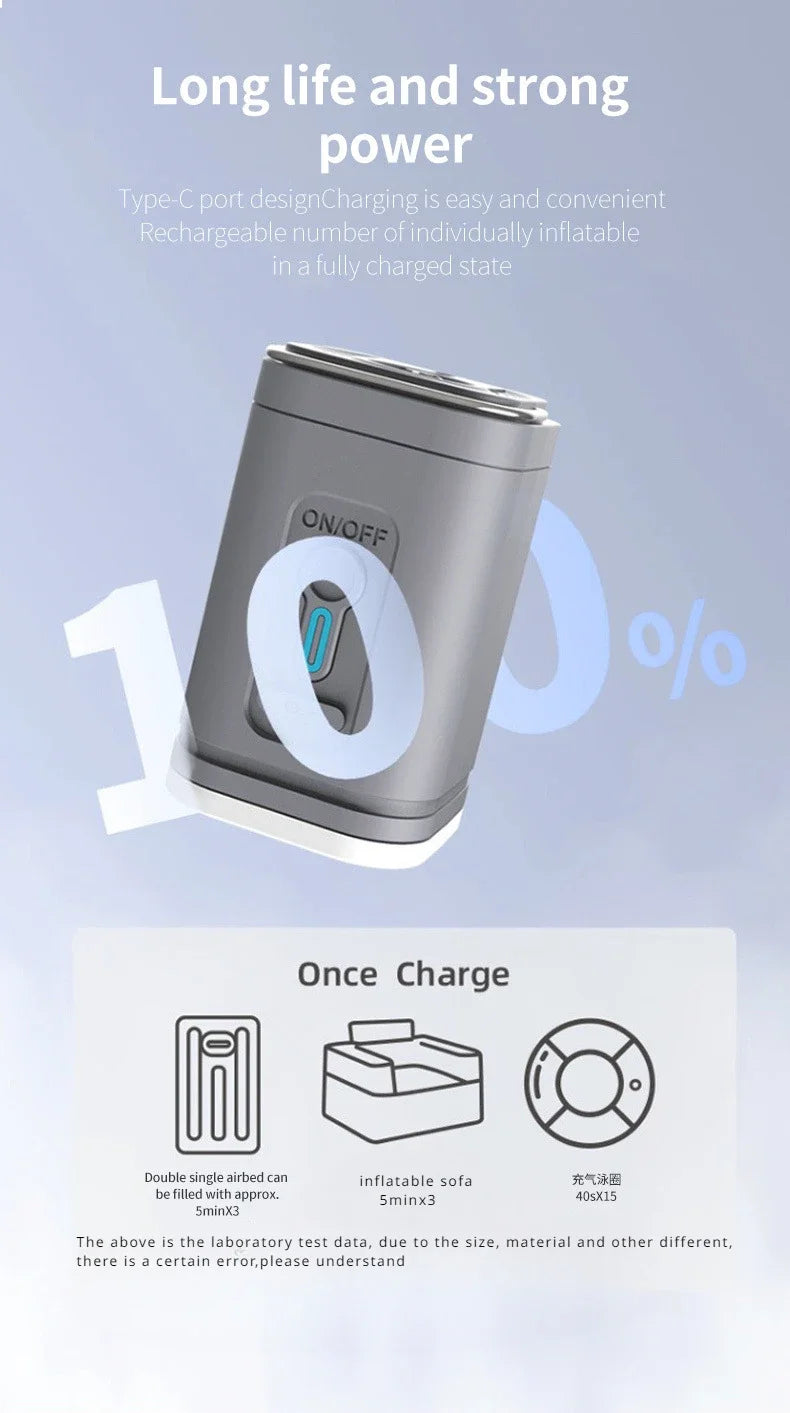 Lacozo™️ Mini Wireless Air Pump with LED Lights & 5 Nozzles for Inflatables