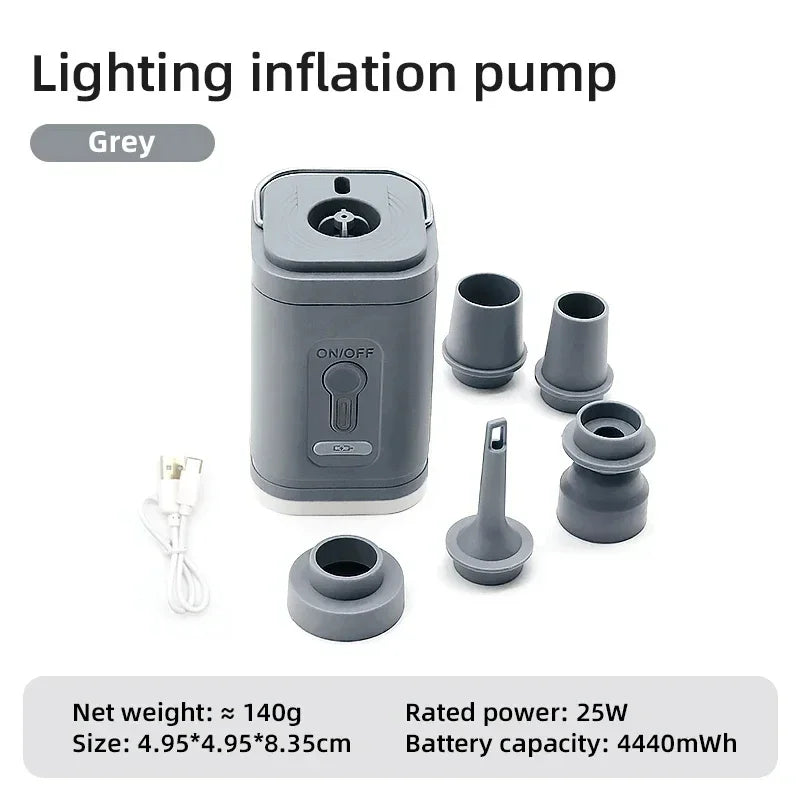 Lacozo™️ Mini Wireless Air Pump with LED Lights & 5 Nozzles for Inflatables